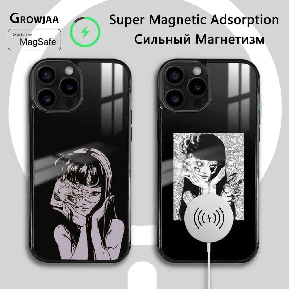 Anime Junji Ito Tomie Phone Case For iPhone 16 15 14 13 12 11 Pro Max Plus Mini New Magsafe Mirror Wireless Magnetic Cover