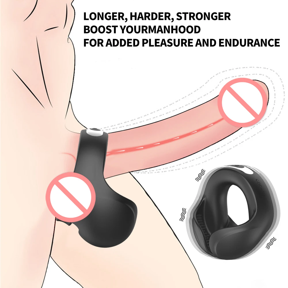 Testicle Massager Vibrator Cockring Penis Cock Ring on for Man Delay Ejaculation Sex Toys for Men Scrotum Stimulator