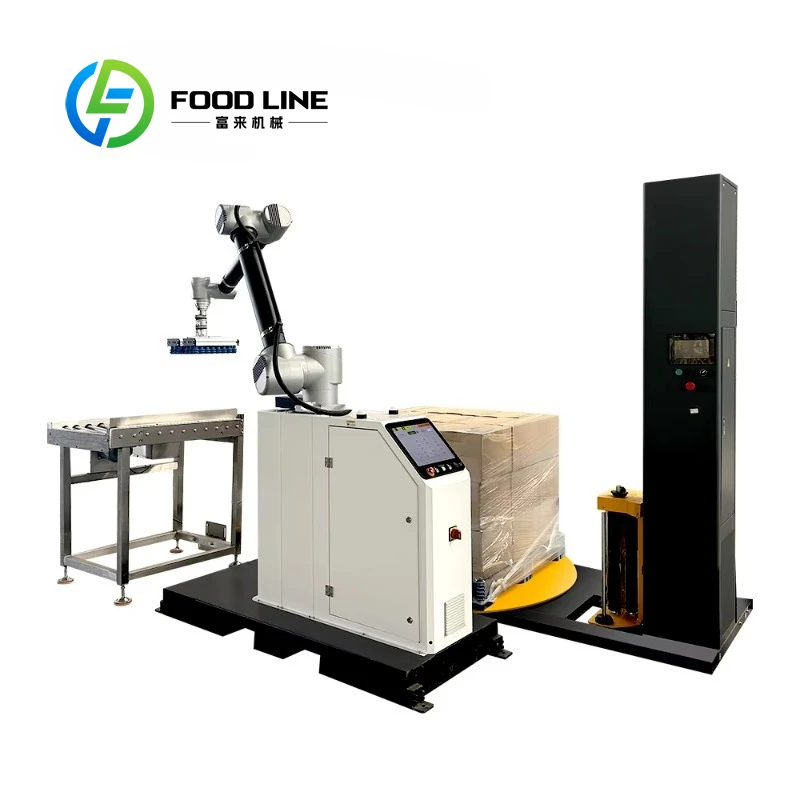 Customized Collaborative Robot Palletizing Machine With Pallet Wrapper Automatic Carton Industrial Packaging System Equipment