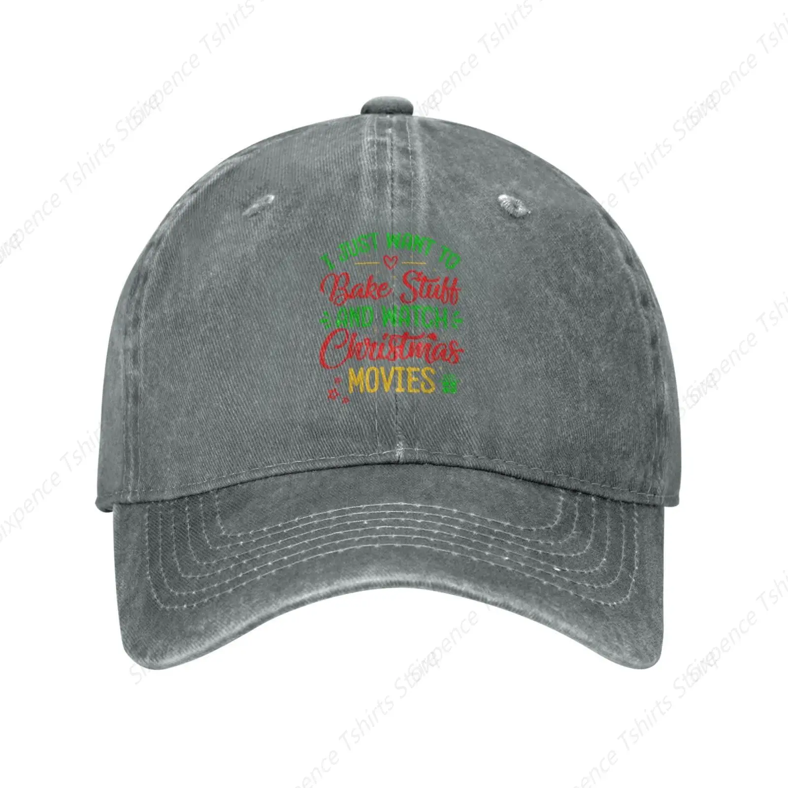 I Just Want to Bake Stuff and Watch Christmas Movies Baseball Cap for Men Women Vintage Trucker Hat Golf Hats Dad Hat Blue