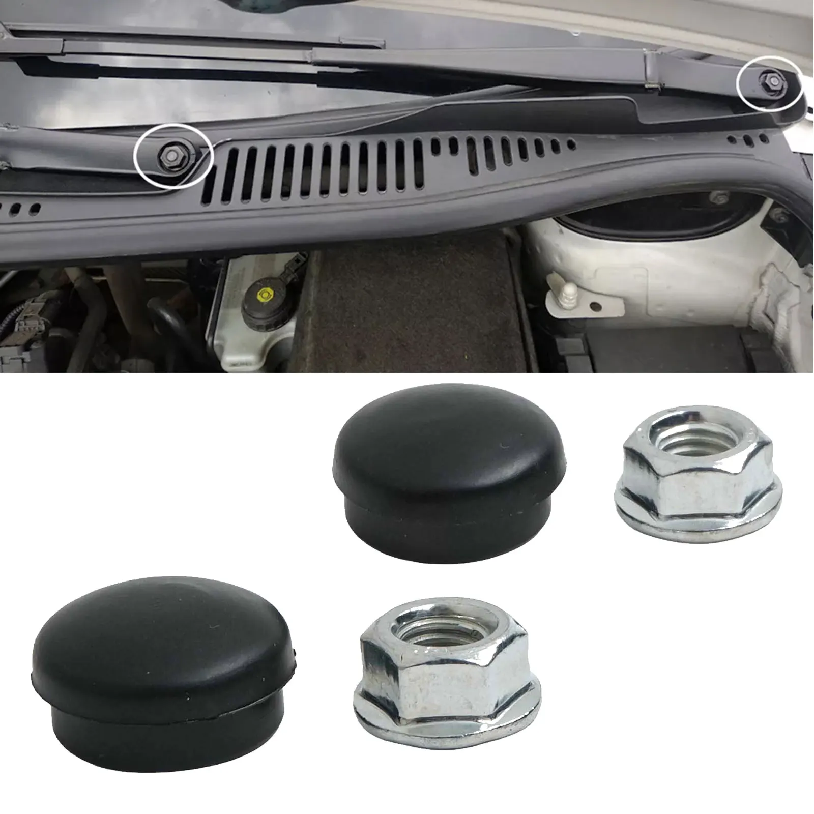 너트 캡 세트 앞 유리 와이퍼 키트 자동차 유지 보수 볼트 커버 A5 2008-2019 용 자동차 고신뢰성 로커 안정