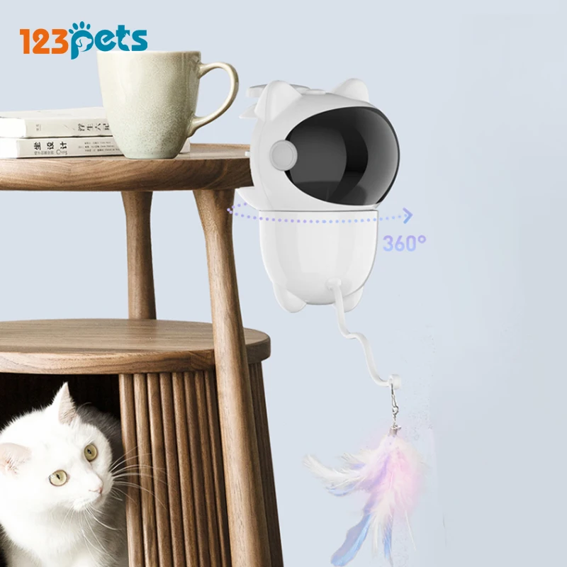 Cat teaser automatic infrared laser cat teaser intelligent interactive toy with teaser feather toy