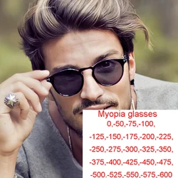Fashion Small Round Frame Men Polarized Myopia Sunglasses Trend Wild Nearsighted Sun Glasses -1.0~-6.0