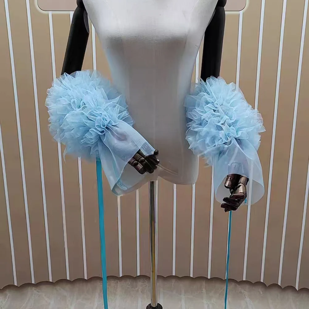 Modern Dance Accessories Arm Cover Ribbon Stereo Mesh Flower Decoration Sleeve Floating Stage Modern Dance Clothing Accessories