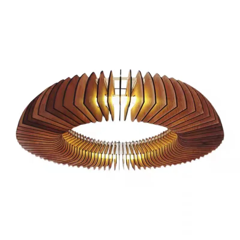 Round lamps, simple woodwork, warm personality, chandelier, solid wood lamp