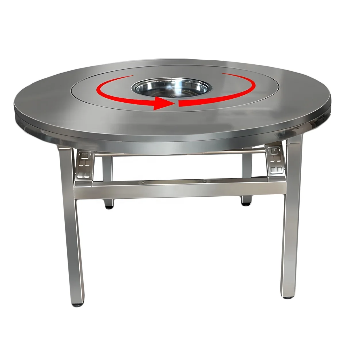 

Inoxidable Folding Stainless Steel Table Induction Cooker Hot Pot Table BBQ Barbecue Grill Rotatable Turntable Dining Tables