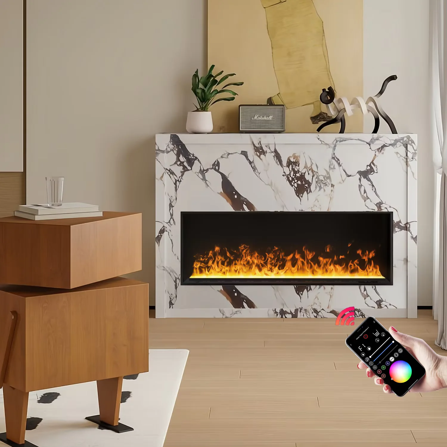 Modern remote control electric fireplace Mute water mist electric decorative fireplace humidifier power 3d flame steam fireplace