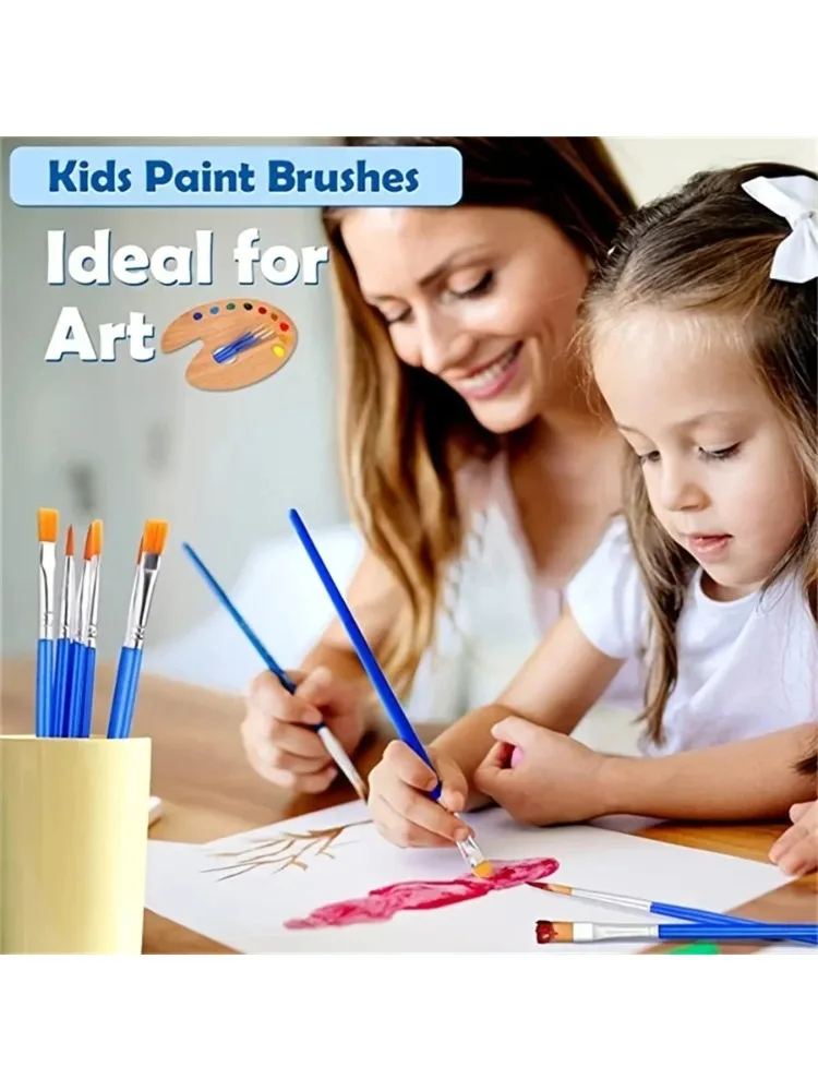 50 stuks schilderborstels set kunst rond plat haar nylon haar kwast voor olie acryl aquarel kinderen/kunstenaars/beginners/student - afbeelding 2