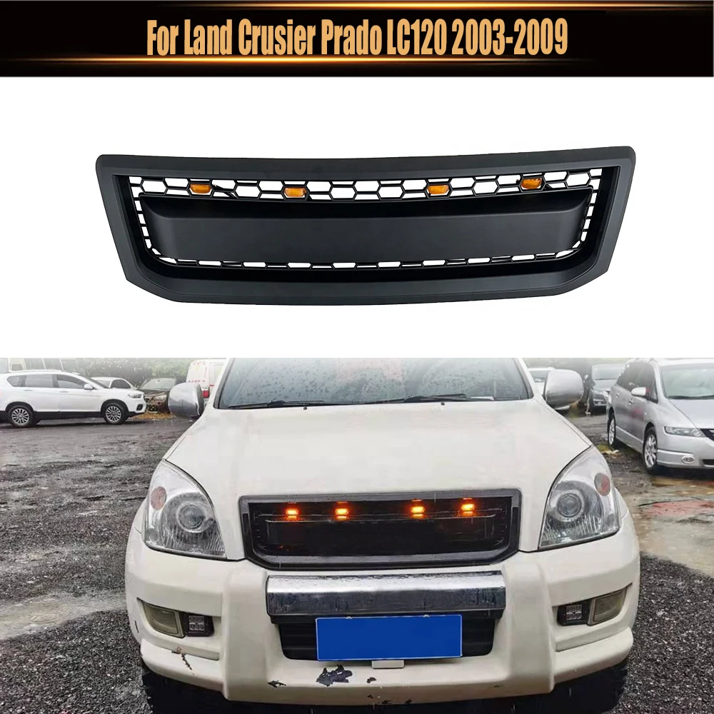 Modified Front Racing Grille Car Grills ABS Mask With Lights Fit For Land Crusier Prado LC120 2003-2009 Auto Exterior Parts