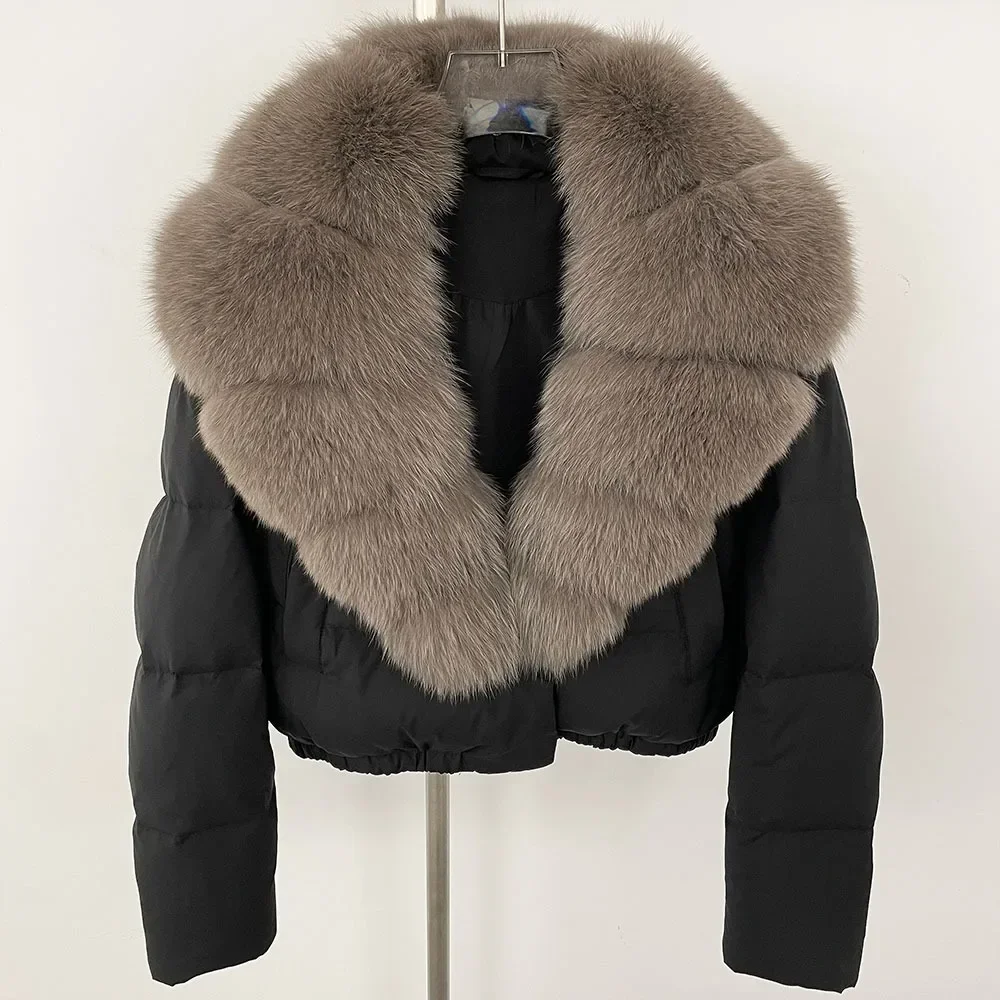 

Puffer Jacket Winter Detachable Collar Big Natural Real Fox Fur Jacket Women Thick White Duck Down Coat Female Short New Autumn