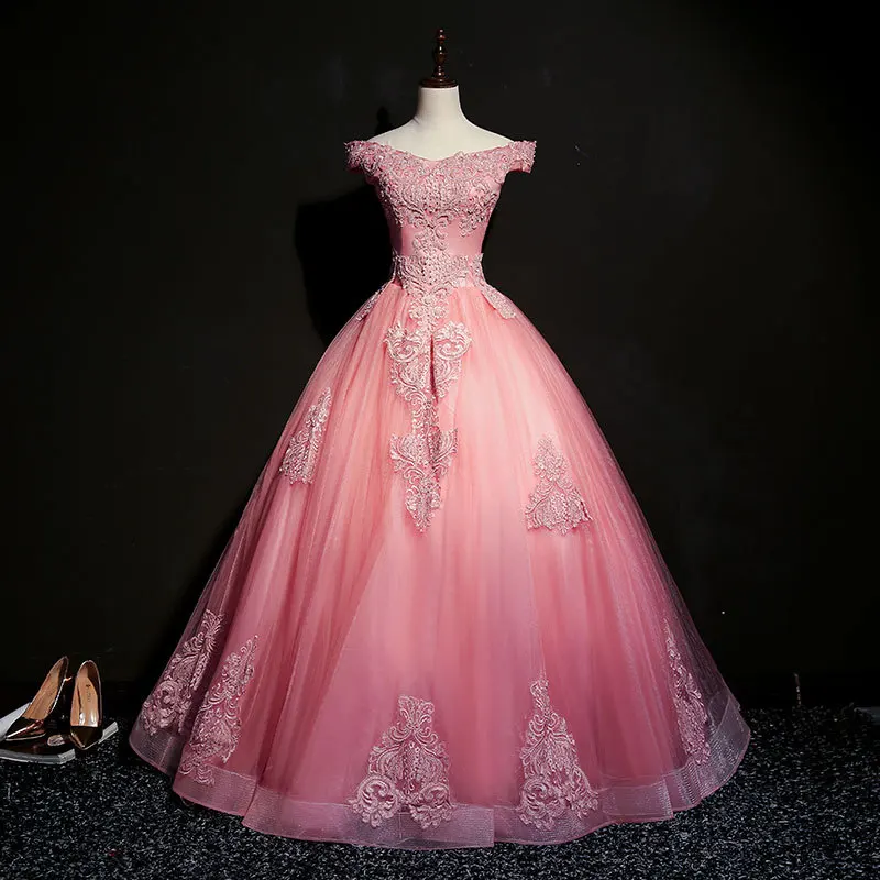 Customized Ball Gown Evening Dresses Appliques Beading Off Shoulder Prom Party Gowns Formal Occasion Vestido De Fiesta