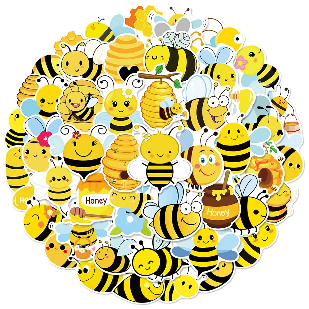 AliExpress NONE 50/100PCS Bee & Flower Graffiti Sticker Stationery Decals Phone Laptop Water Cup Luggage Bicycle Helmet Decor Waterproof Sticker