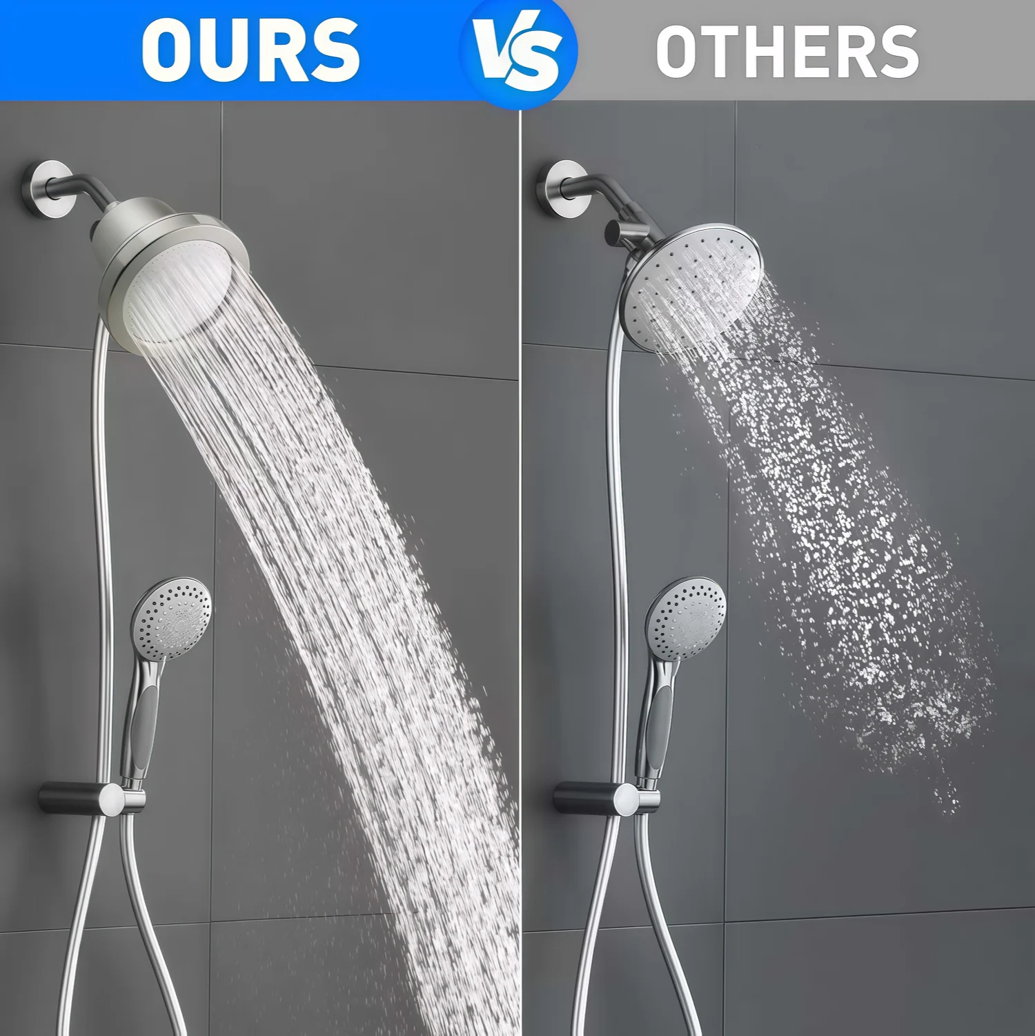 Modern Rainfall Filter Shower Head Anti Clog Nozzles For Hard Water Areas