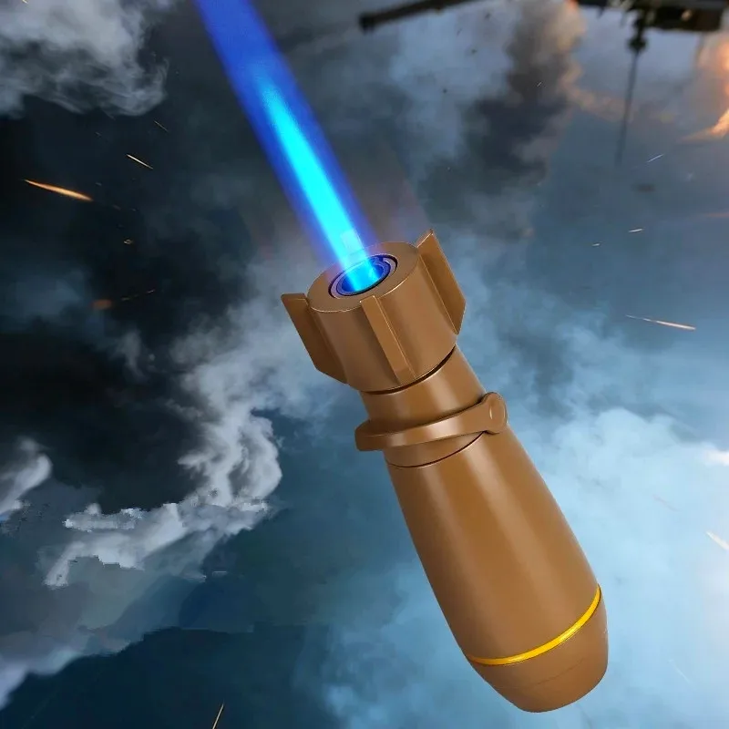 

Креативная зажигалка-фонарь в форме ракушки, ветрозащитная, с синим турбо-пламенем, для сигар, многоразовая, на бутане, аксессуары для курения