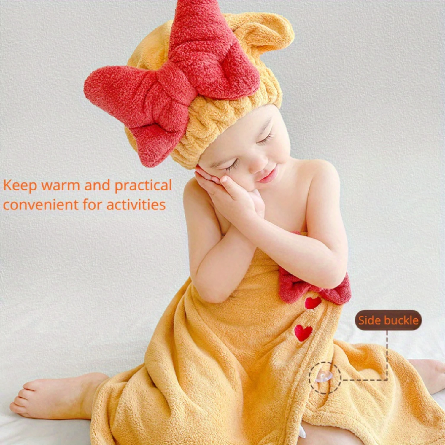 قطعة واحدة من رداء دش ماص بنمط فيونكة وقلب، رداء حمام نسائي لطيف ومريح، هدية مثالية لعيد الحب،