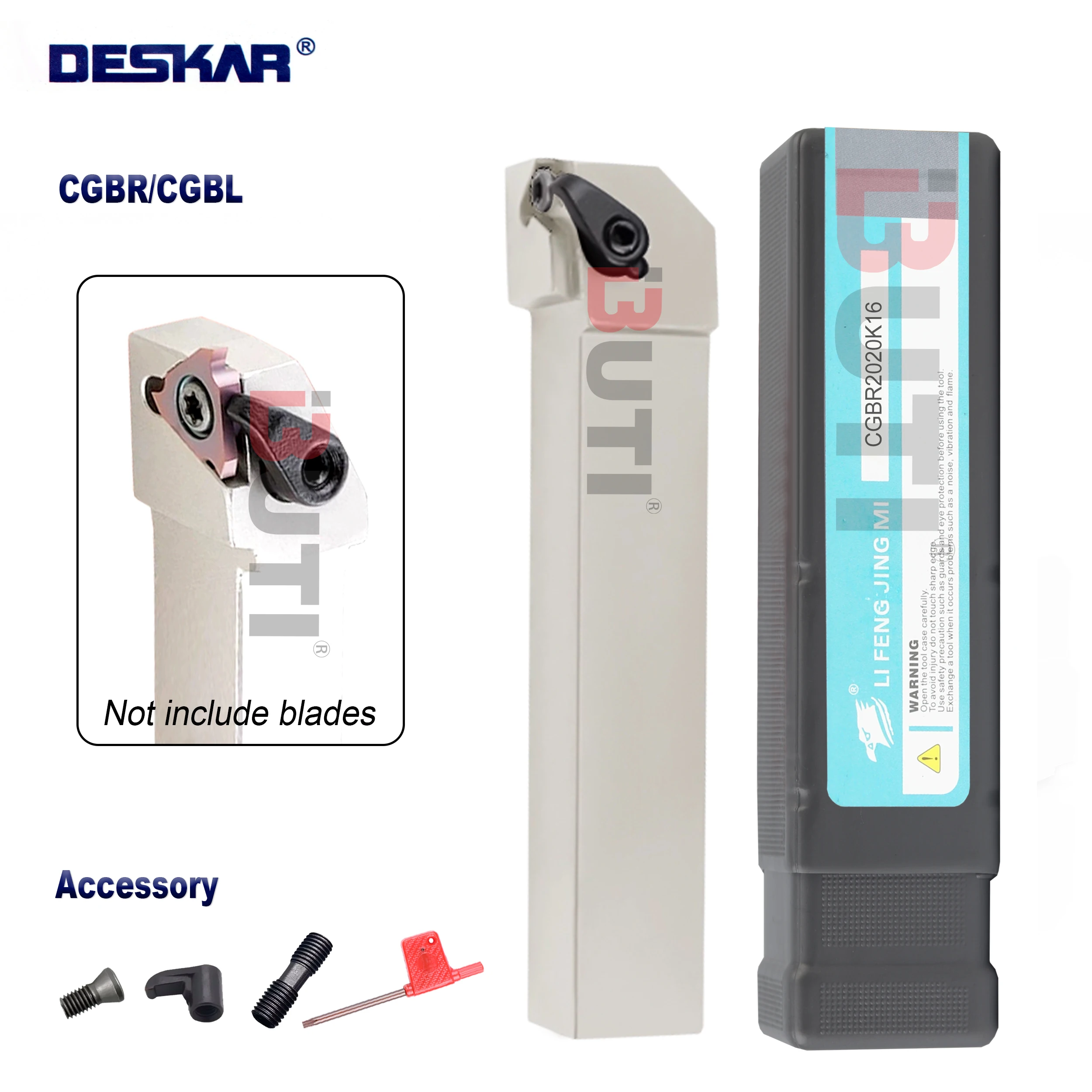 

DESKAR 100% Original CGBR1616H16 CGBR2020K16 CGBR2020K22 CNC Lathe Cutter Process Grooving Turning White Holder For GBA Blades