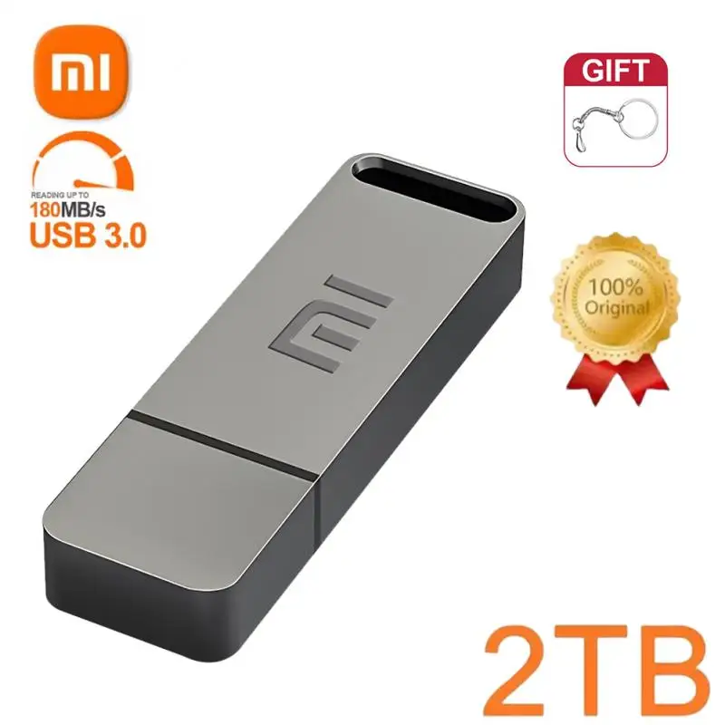 Adaptador Tipo C, Presentes, Novo, Xiaomi-Disco de Metal U Memory Stick, 2TB, 64GB, 512GB, 1TB, 2 em 1 OTG, USB 3.1, Pen Drives, 1024GB