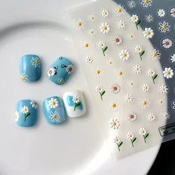 1PCS Embossed Daisy Flower Nail Stickers Nail Art Decoration 5D Nail Art Stickers Disney Cartoon Nail Supplies Nail Accessories