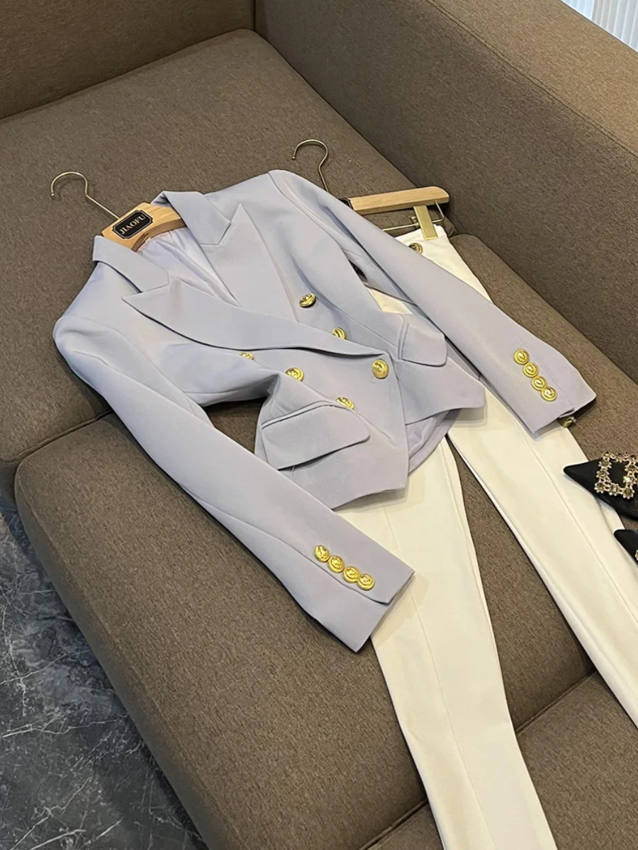 

Модный классический женский костюм Jaet, зима 202, утягивающий талию костюм для похудения, ветрозащитный, с длинными пуговицами, D...