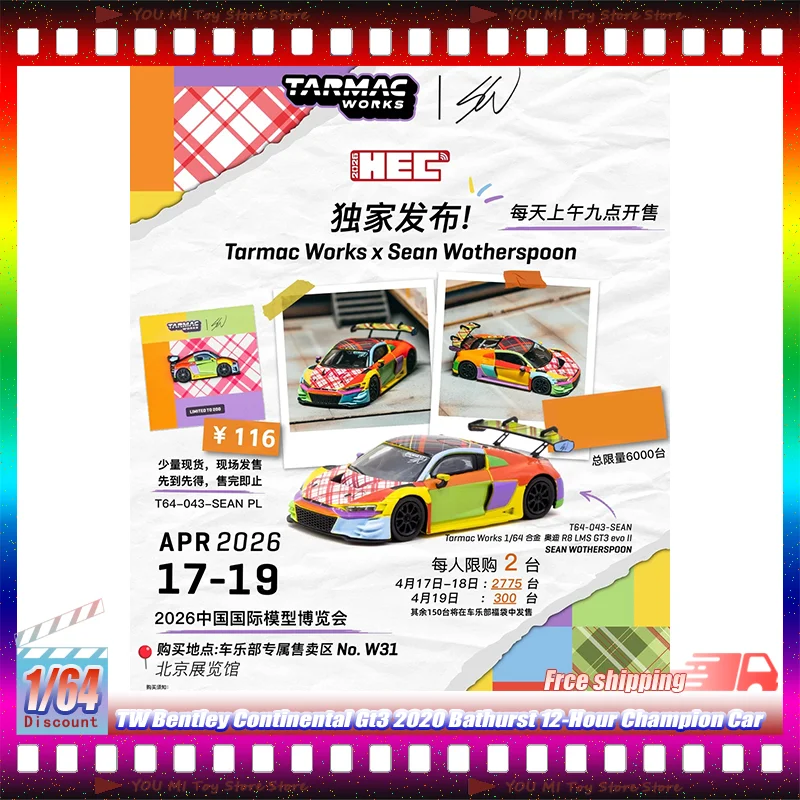 

1:64 2026 Hec Tw Audi R8 Lms Gt3 Evo Ii Sean Wotherspoon Bentley Continental Gt3 2020 Bathurst 12-Hour Champion Car Alloy Models