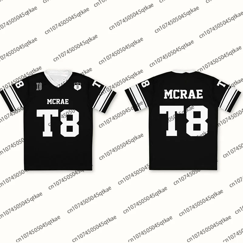 2025 Women Fashion V-neck Football Jersey T8 Tate Mcrae Racing Quick Drying Jersey Summer Short Sleeve Unisex Oversize Sport Tee