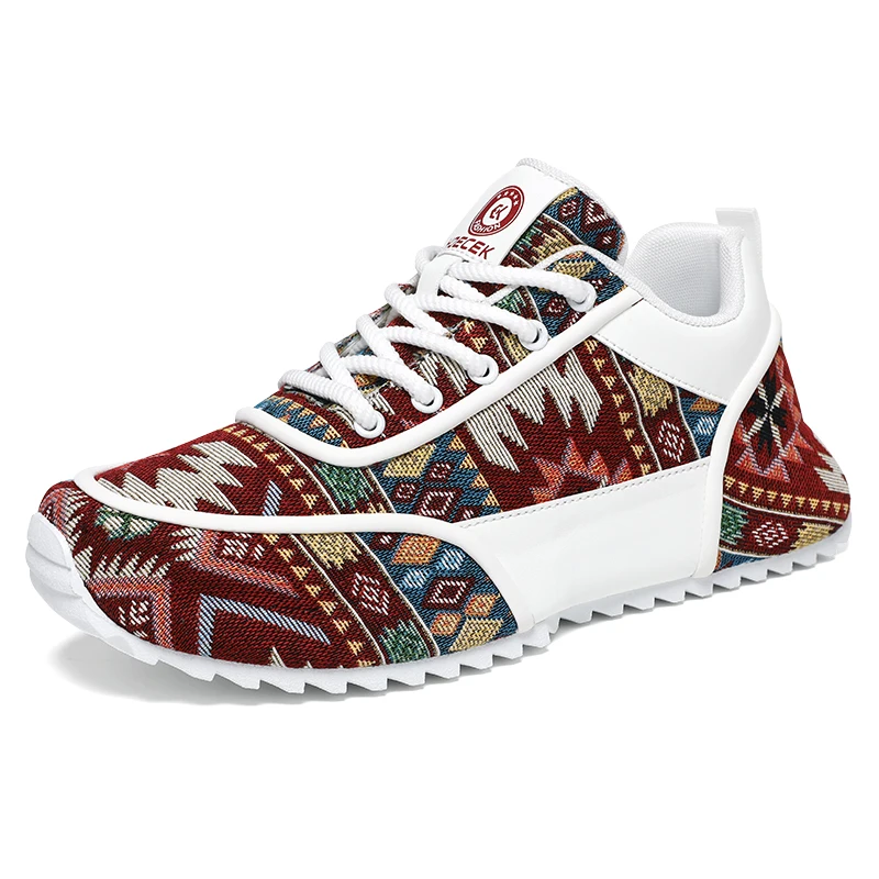 أحذية رياضية كاجوال للرجال مطبوعة من القماش أحذية مسطحة عالية الجودة للزوجين نعل سميك مانعة للانزلاق أحذية بدون كعب للمشي للطلاب للرجال