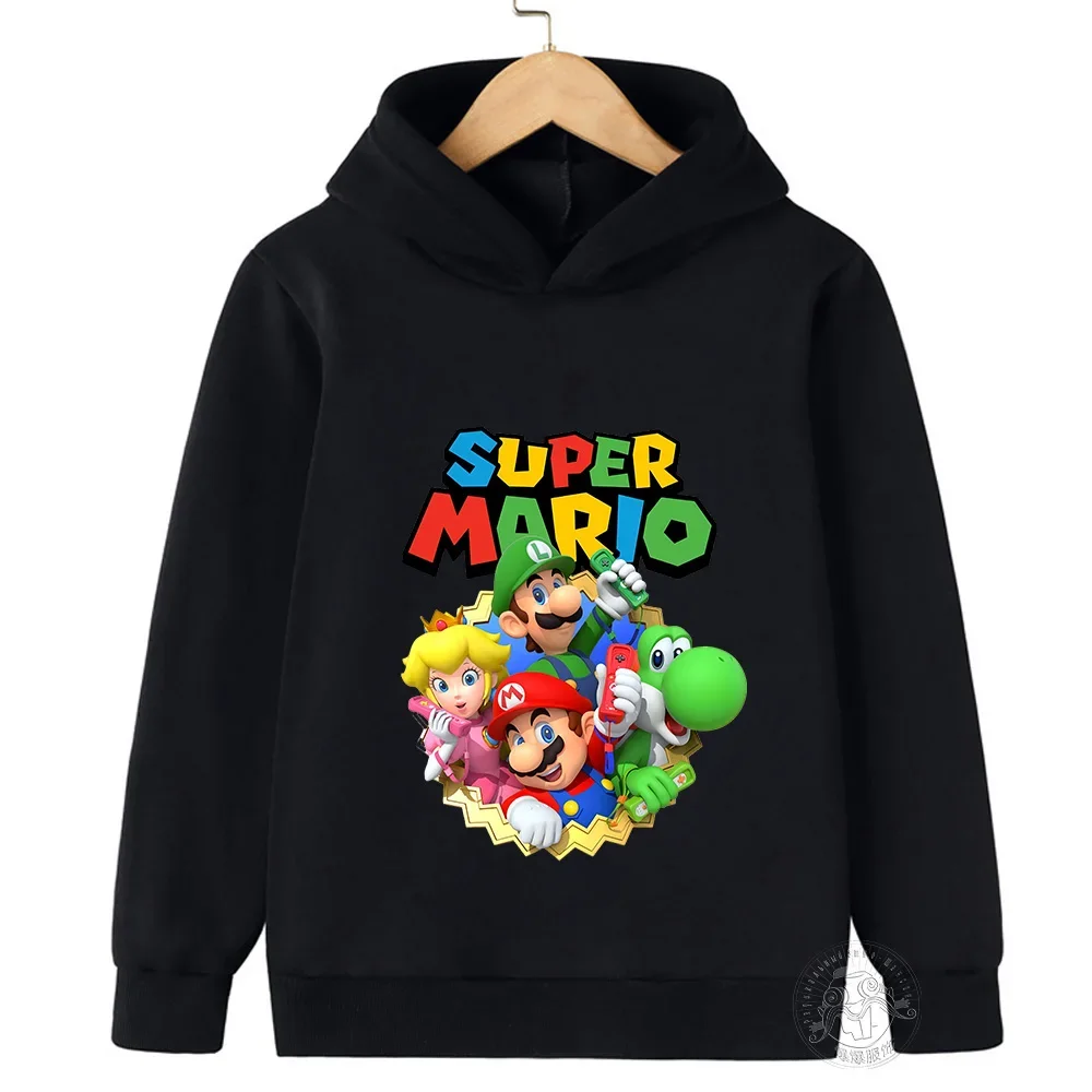 New Spring Autumn Game Marios Children's Hooded Hoodie Sweatshirt Pullover Casual Fashion Baby Boys and Girls Clothing Kid Tops