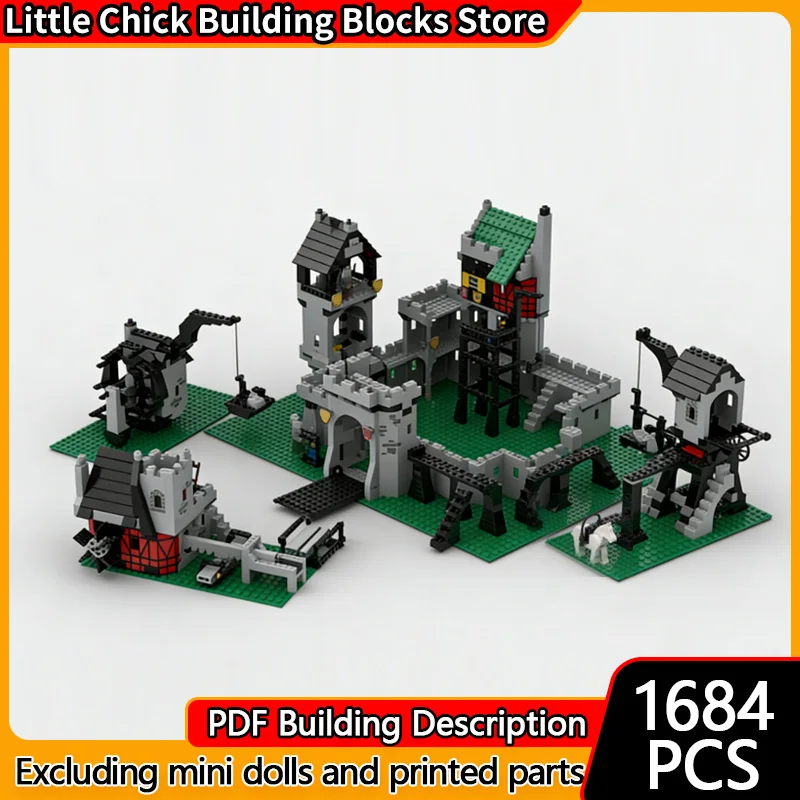 

Средневековый замок, модель MOC, строительные кирпичи, строительная площадка, модульная технология, детские праздничные подарки, сборные игрушки, костюм