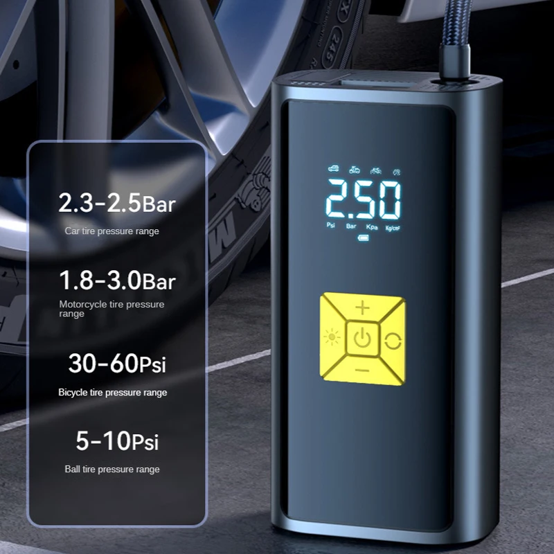 EAFC 6000mAh Multifunctional Tire Inflator Wireless/Wired Car Air Compressor 150PSI Portable Tire Air PumpForCar Motorcycle Ball