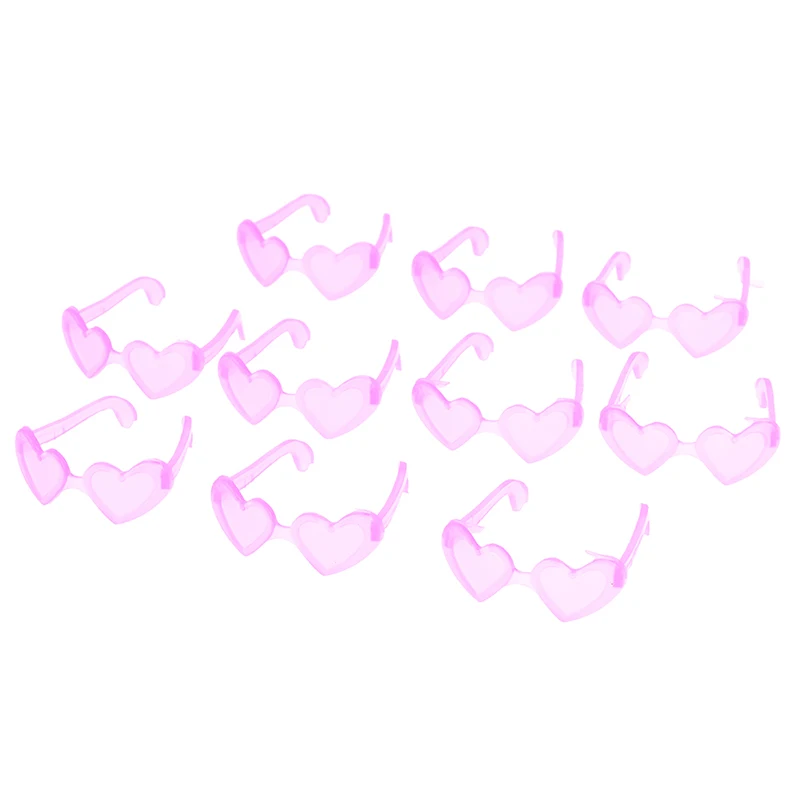 

10Pcs Dolls Accessories Mini Plastic Heart Shape Glasses For Dolls 1/6 Doll Eyes Sunglasses Doll House Kids Toy Party Glasses