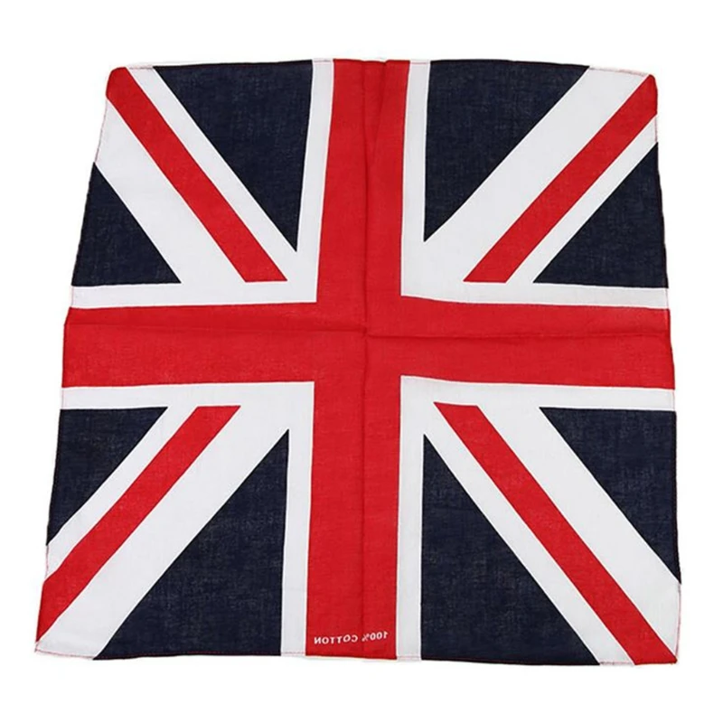 Hip Hop Cotton Multi-Purpose Bandana Square Scarf British Union Printed Headband Wrap Handkerchief for Women Men