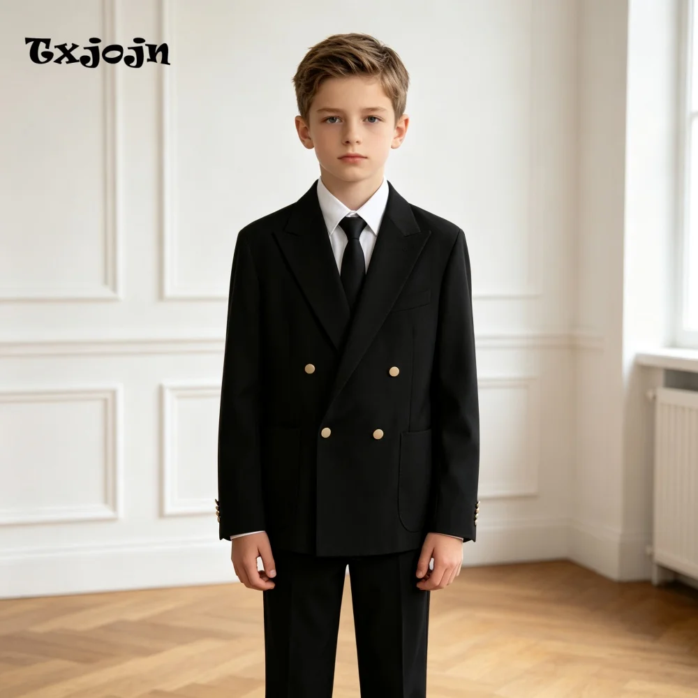 Tailored Formal Boys Suit Classic Homecoming Tuxedos 2-piece Set Trend Peak Lapel Jacket Double Breasted Wedding Blazer Pants