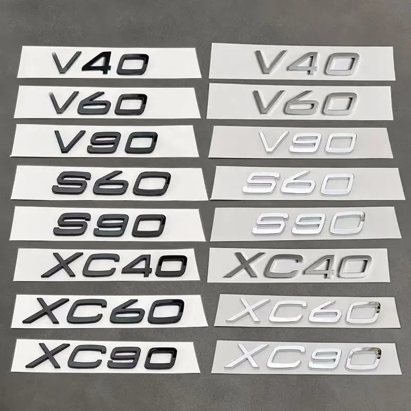 

3D Black Car Rear Trunk Letters Emblem Logo Badge Sticker Accessories for Volvo XC90 XC70 XC60 XC40 S80 S60 V40