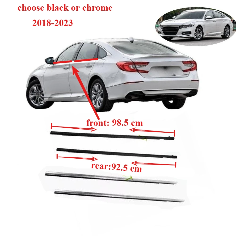 

4 Pcs Chrome or Black Windows Rubber Outside for Honda Accord 2018-2023 72450-TVA-A01 Glass Protector Weatherstrip Out Laminate