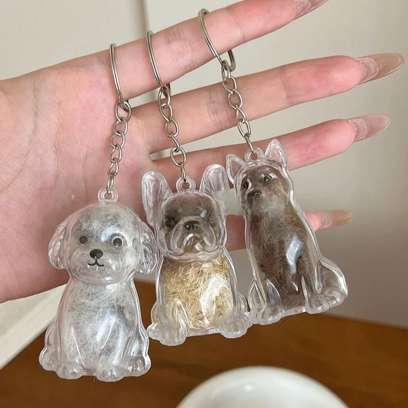 كبيرة الحجم الكلب تخزين الشعر قلادة المفاتيح شفافة الحيوانات الأليفة الفراء تذكار كبسولة DIY بها بنفسك الديكور الهدايا التذكارية لمحبي الحيوانات الأليفة #1