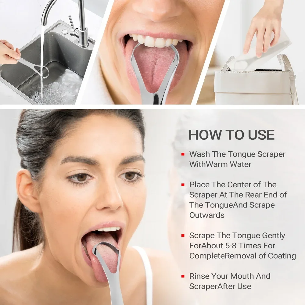 Tongue Scraper Stainless Steel Tongue Cleaner Oral Care Hygiene Scraper Dental Oral Care Hygiene Health Care Tool