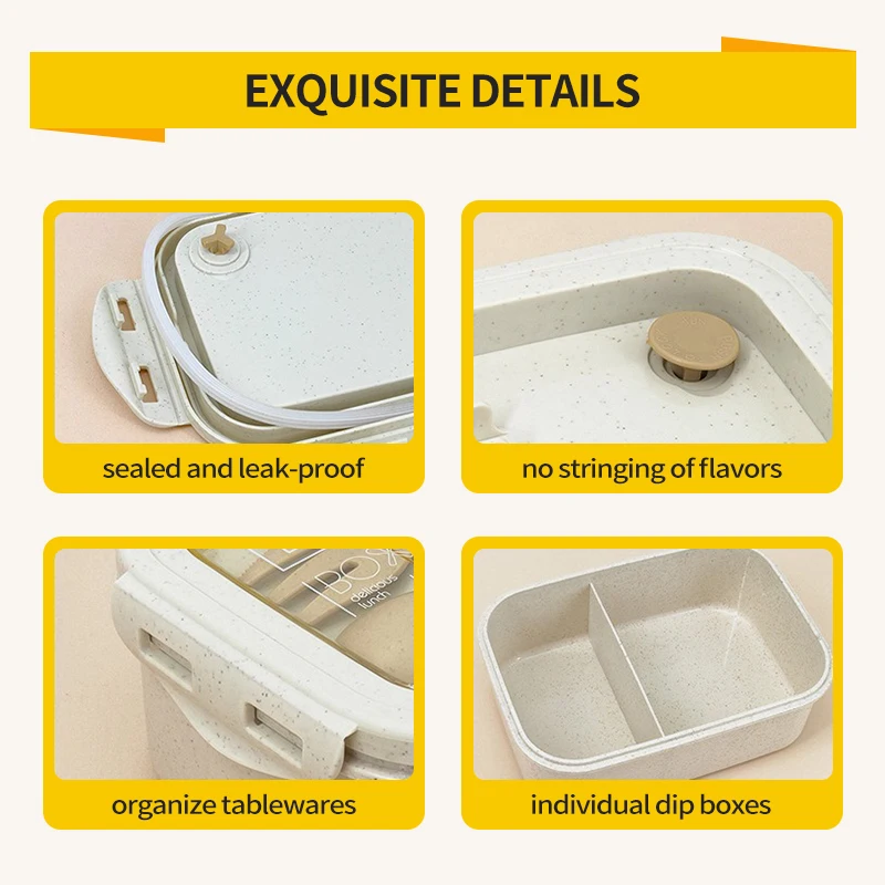 Fiambrera Bento con Material de paja, pequeña capacidad, calefacción por microondas, Material de calidad alimentaria, fiambrera portátil para niños