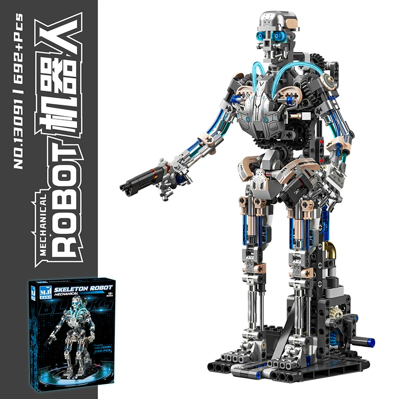 

692+Pieces Mechanical Skeleton Robot Building Block Toy Twistable Body and Poseable Design Creative STEM Toy for Kids and Adults