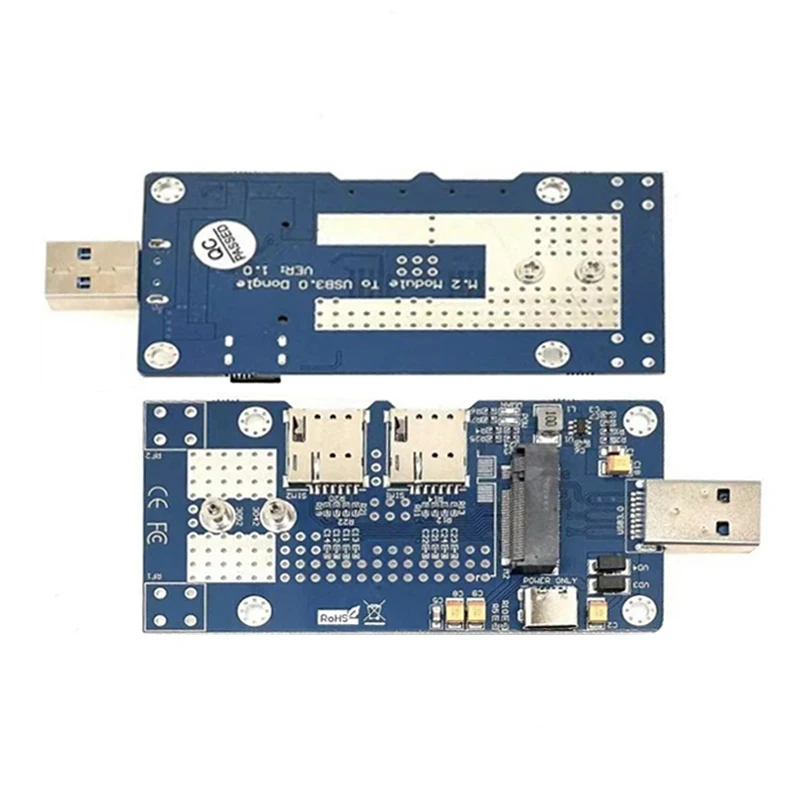 

NGFF keyB 4G 5G Network Card Module WLAN WWLAN to USB 3.0 M.2 Adapter Dual NANO SIM Slot with Auxiliary Power Supply