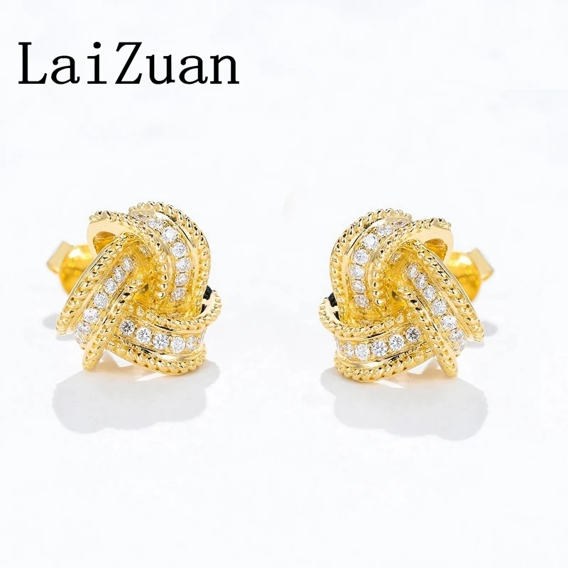 

LaiZuan Solid 18K Yellow Gold Triangle Natural Diamond Stud Earrings Trendy Jewelry Design Stud Luxurious Antique High Quality