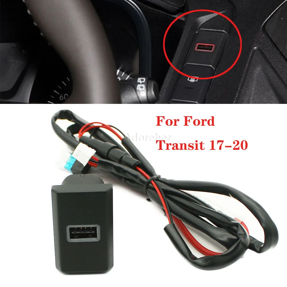 12V Quick Car Charger USB QC3.0 Interface Socket Auto Phone Fast Charging Adapter Button for Ford Transit 2017-2020