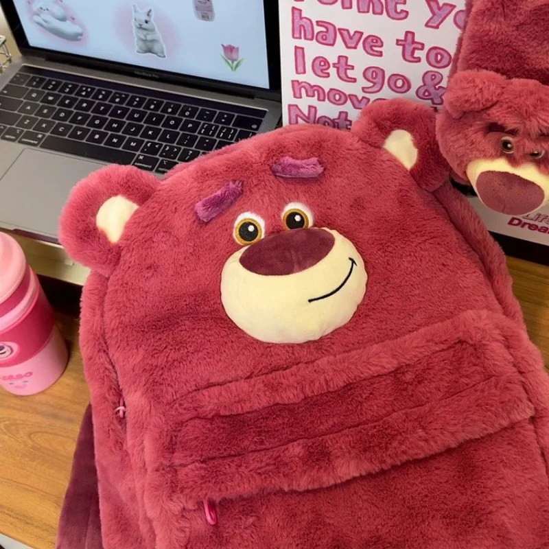 Disney New Strawberry Bear borsa da scuola di grande capacità per studenti universitari di scuola media in peluche giapponese Ins