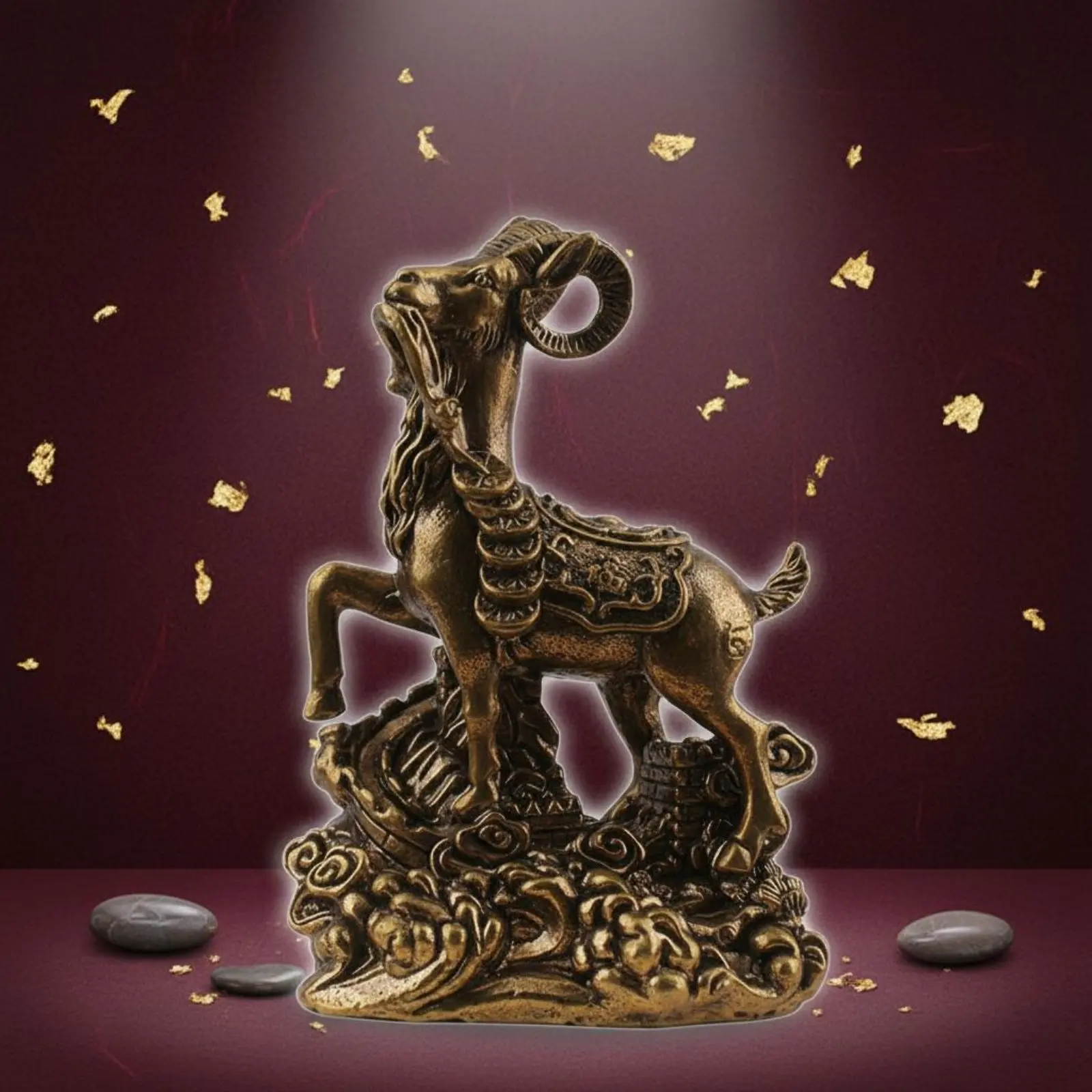 

Wealth Caprine Figurine Decoration Good Fortune Token Brass Caprine Figurine Figurine Astrological Buck Statue Intricate