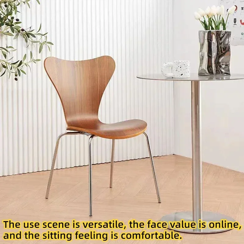 Home Modern Simple Dining Chair Seven-word Online Celebrity Armchair Chair Nordic Wood Curved Sillas De Comedor Home Furniture