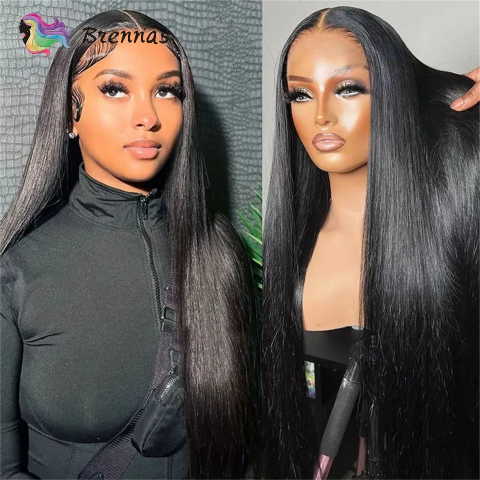 

28Inch Pre Cut Wear And Go Straight Lace Front Wig Preplucked Lace Glueless Straight Human Hair Lace Wig For Women Ready To Wear