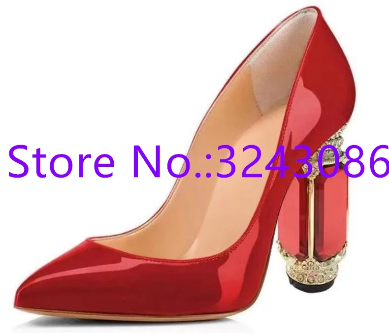 New Colorful Crystal Heel Woman Pumps Shoes Sexy Design Pointed Toe Lady High Heels Female Fashion Party Shoes