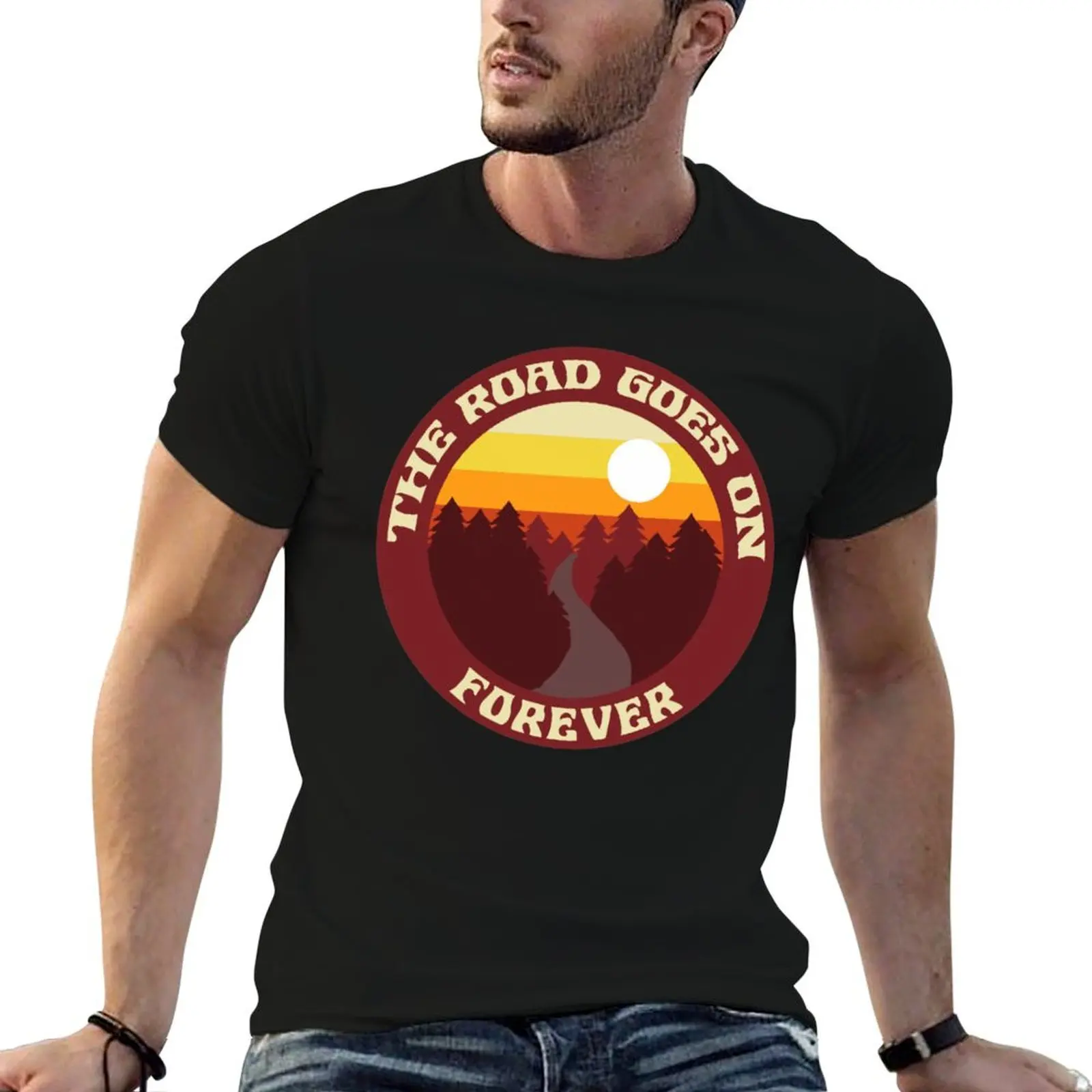 The Road Goes On Forever T-Shirt Work Utility Casual Tee Shirt