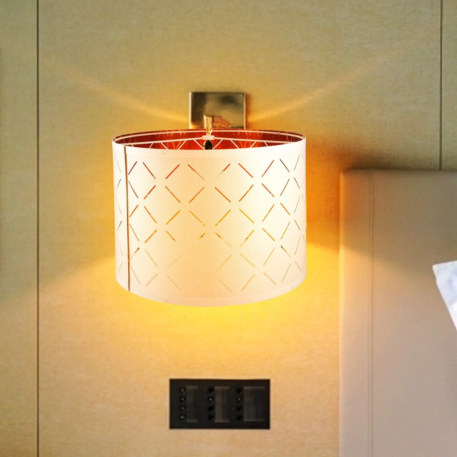 

Fabric Hollow Lampshade Iron Lamp Shade Home Hotel Lighting Replacement Table Lamp Shade