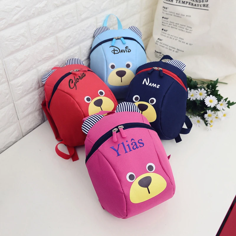 Personalizado Bordado Mini Criança Mochila, Mochila Leve Creche para Meninas e Meninos, Correia Peito