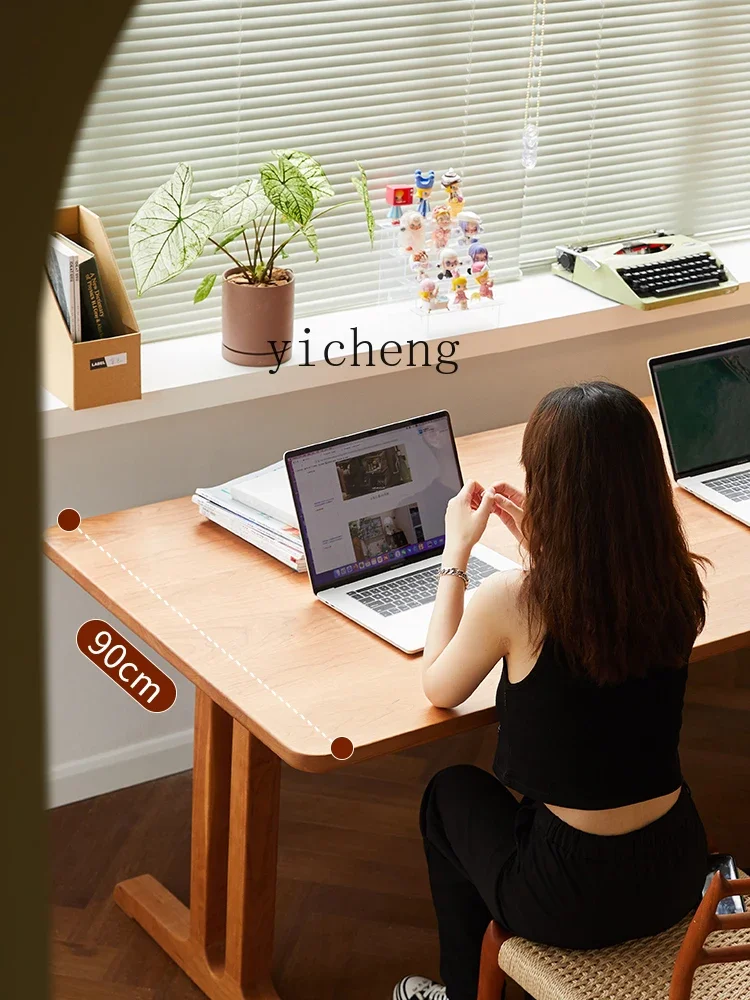 

living room large long desk workbench solid wood large board table cherry wood study desk